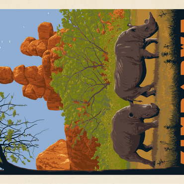 Zimbabwe, Vintage Poster 100 Jigsaw Puzzle 3D Modell