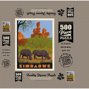 Zimbabwe, Vintage Poster 500 Jigsaw Puzzle box 3D Modell
