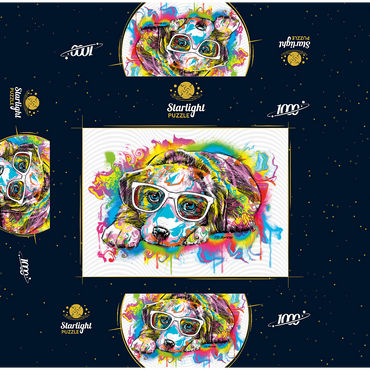 Puppy Drip Art 1000 Jigsaw Puzzle box 3D Modell