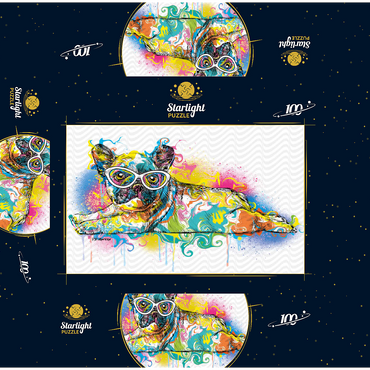 Lazy Frenchie 100 Jigsaw Puzzle box 3D Modell