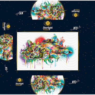 Lazy Cat 100 Jigsaw Puzzle box 3D Modell