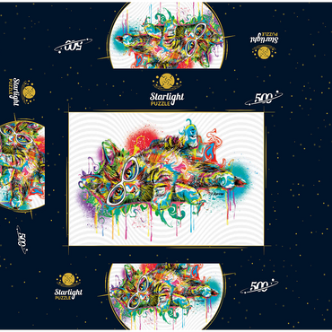 Lazy Cat 500 Jigsaw Puzzle box 3D Modell