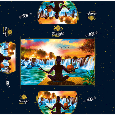Waterfall Yoga 100 Jigsaw Puzzle box 3D Modell
