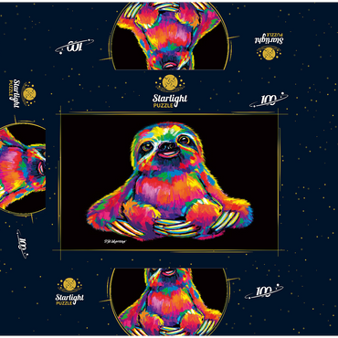 Pop Colors Sloth 100 Jigsaw Puzzle box 3D Modell
