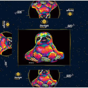 Pop Colors Sloth 500 Jigsaw Puzzle box 3D Modell