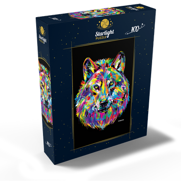 Pop Colors Wolf 100 Jigsaw Puzzle box view2