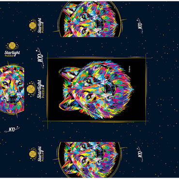 Pop Colors Wolf 100 Jigsaw Puzzle box 3D Modell