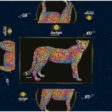 Cheetah Pop Colors 100 Jigsaw Puzzle box 3D Modell