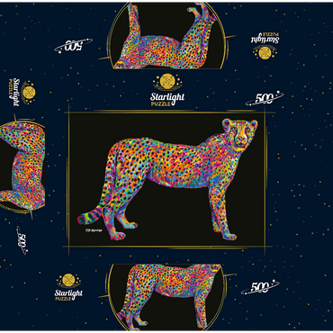 Cheetah Pop Colors 500 Jigsaw Puzzle box 3D Modell