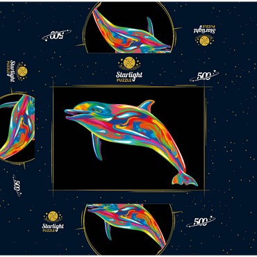 Pop Colors Dolphin 500 Jigsaw Puzzle box 3D Modell