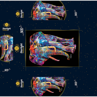 Pop Colors Elephant 500 Jigsaw Puzzle box 3D Modell