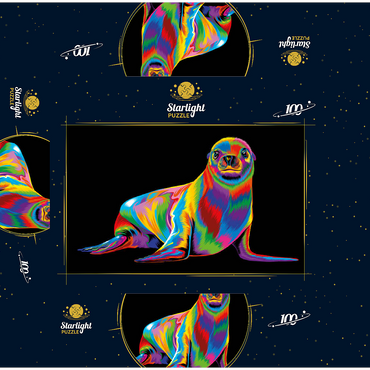 Pop Colors Sea Lion 100 Jigsaw Puzzle box 3D Modell