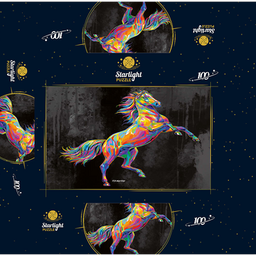 Colorful Stallion 100 Jigsaw Puzzle box 3D Modell