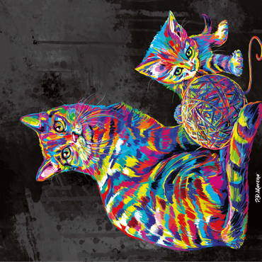 Kitty Family 100 Jigsaw Puzzle 3D Modell