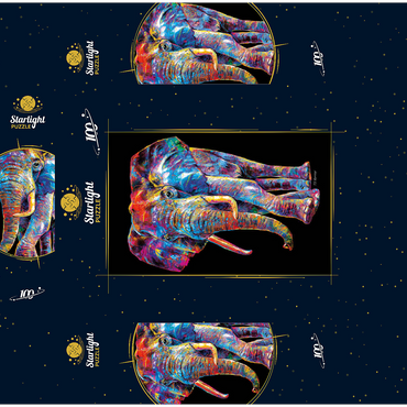 Elephant Pop Colors 100 Jigsaw Puzzle box 3D Modell
