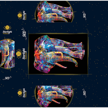 Elephant Pop Colors 500 Jigsaw Puzzle box 3D Modell