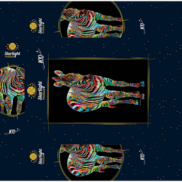 Colorful Zebra 100 Jigsaw Puzzle box 3D Modell
