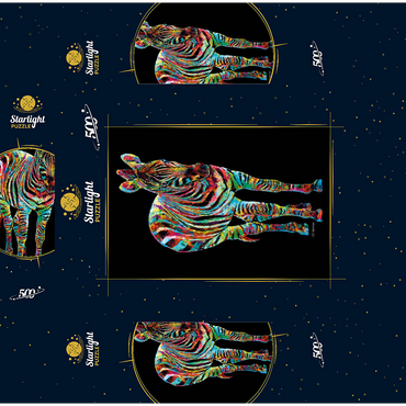 Colorful Zebra 500 Jigsaw Puzzle box 3D Modell