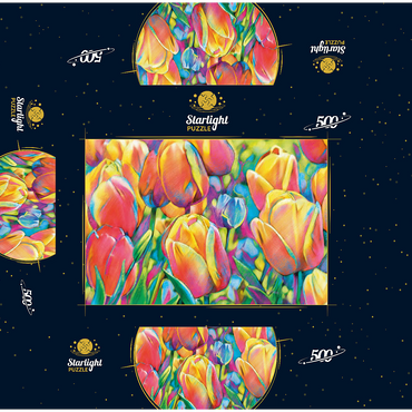Colorful Tulips 500 Jigsaw Puzzle box 3D Modell