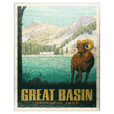 puzzleplate Great Basin National Park: Bighorn Sheep, Vintage Poster 100 Jigsaw Puzzle
