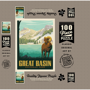 Great Basin National Park: Bighorn Sheep, Vintage Poster 100 Jigsaw Puzzle box 3D Modell