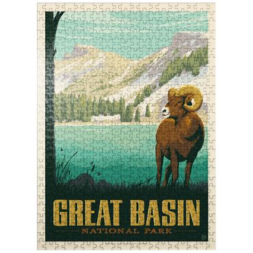 puzzleplate Great Basin National Park: Bighorn Sheep, Vintage Poster 500 Jigsaw Puzzle