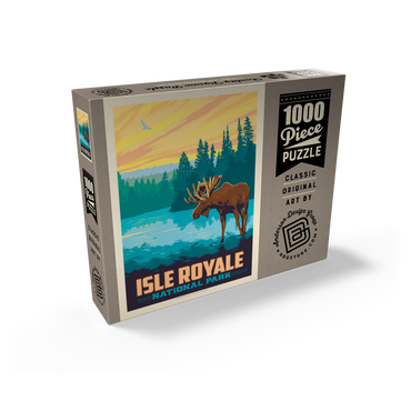 Isle Royale National Park: Morning Moose, Vintage Poster 1000 Jigsaw Puzzle box view2