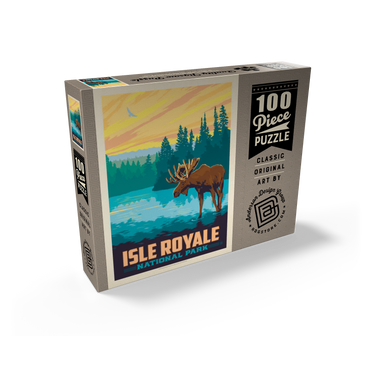Isle Royale National Park: Morning Moose, Vintage Poster 100 Jigsaw Puzzle box view2