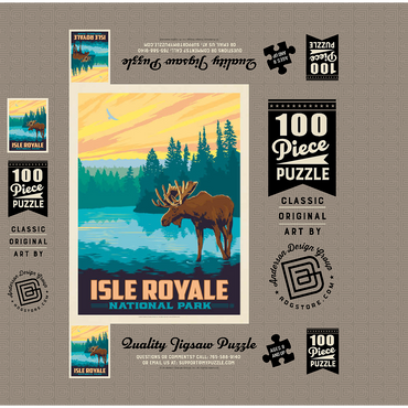 Isle Royale National Park: Morning Moose, Vintage Poster 100 Jigsaw Puzzle box 3D Modell