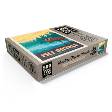 Isle Royale National Park: Morning Moose, Vintage Poster 500 Jigsaw Puzzle box view1