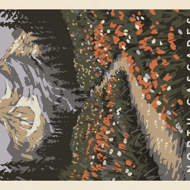 North Cascades National Park: Summer Hike, Vintage Poster 1000 Jigsaw Puzzle 3D Modell