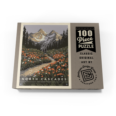 North Cascades National Park: Summer Hike, Vintage Poster 100 Jigsaw Puzzle box view3