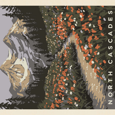 North Cascades National Park: Summer Hike, Vintage Poster 100 Jigsaw Puzzle 3D Modell