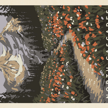 North Cascades National Park: Summer Hike, Vintage Poster 500 Jigsaw Puzzle 3D Modell