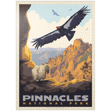 puzzleplate Pinnacles National Park: California Condors, Vintage Poster 1000 Jigsaw Puzzle