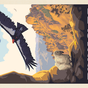 Pinnacles National Park: California Condors, Vintage Poster 1000 Jigsaw Puzzle 3D Modell