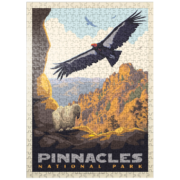 puzzleplate Pinnacles National Park: California Condors, Vintage Poster 500 Jigsaw Puzzle
