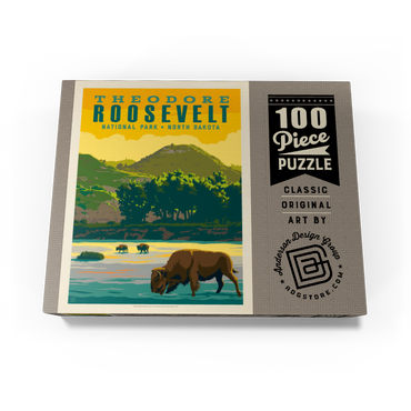 Theodore Roosevelt National Park: Bison, Vintage Poster 100 Jigsaw Puzzle box view3