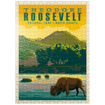puzzleplate Theodore Roosevelt National Park: Bison, Vintage Poster 500 Jigsaw Puzzle