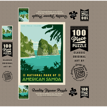 National Park of American Samoa, Vintage Poster 100 Jigsaw Puzzle box 3D Modell