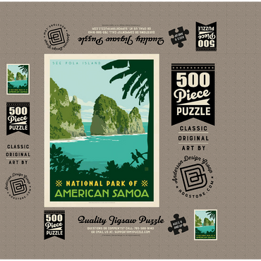 National Park of American Samoa, Vintage Poster 500 Jigsaw Puzzle box 3D Modell
