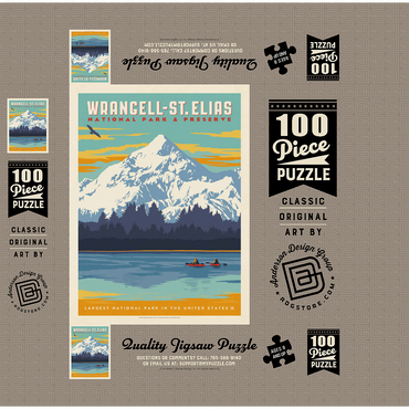 Wrangell-St. Elias National Park, Vintage Poster 100 Jigsaw Puzzle box 3D Modell