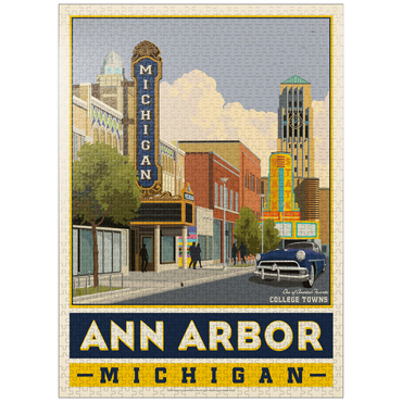 puzzleplate American College Towns: Ann Arbor, Michigan, Vintage Poster 1000 Jigsaw Puzzle