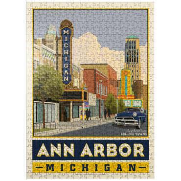 puzzleplate American College Towns: Ann Arbor, Michigan, Vintage Poster 500 Jigsaw Puzzle