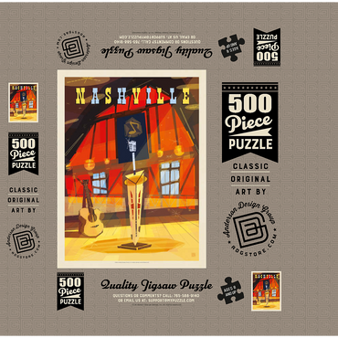 Nashville, TN: Grand Ole Opry (Mod Design), Vintage Poster 500 Jigsaw Puzzle box 3D Modell