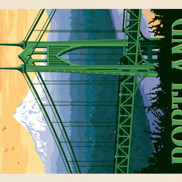 Portland, Oregon: St. Johns Bridge, Vintage Poster 500 Jigsaw Puzzle 3D Modell