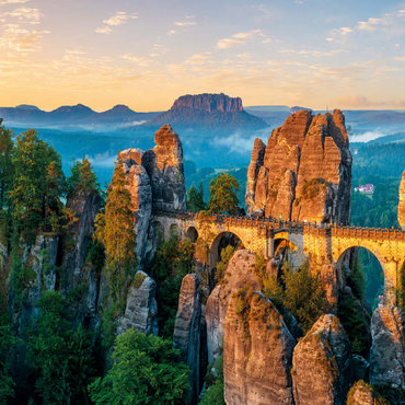 Sunrise at the Bastei in Saxon Switzerland, Saxony, Germany 100 Jigsaw Puzzle 3D Modell