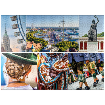 puzzleplate Wiesgaudi No.3 - Colorful collage of the Oktoberfest in Munich, Theresienwiese, Bavaria, Germany 1000 Jigsaw Puzzle