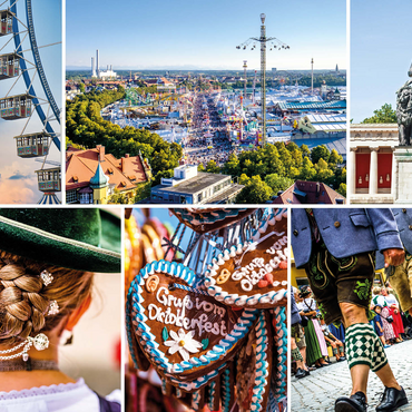 Wiesgaudi No.3 - Colorful collage of the Oktoberfest in Munich, Theresienwiese, Bavaria, Germany 1000 Jigsaw Puzzle 3D Modell