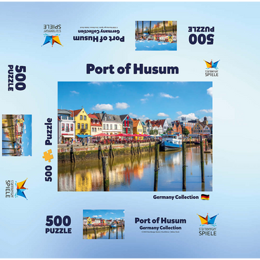 Port of Husum, North Frisia, North Sea, Schleswig-Holstein 500 Jigsaw Puzzle box 3D Modell